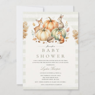 Einladung zur Baby Shower mit Herbst-Waldtieren