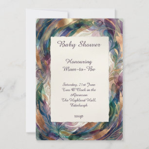 Einladung zur Baby Shower mit Juwel-Tönen und Bota