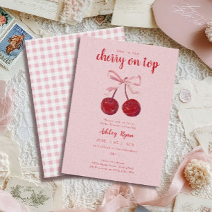 Einladung zur Baby Shower mit Kirsche obendrauf
