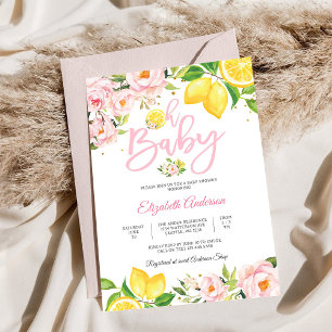 Einladung zur Baby Shower mit Zitronenblüten-Motiv