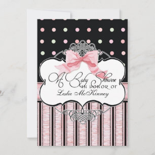 Einladung zur Babydusche - Französischer Bow Dot S