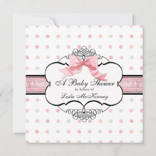 Einladung zur Babydusche - Französischer Bow Dot S