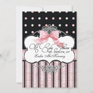 Einladung zur Babydusche - Französischer Bow Dot S