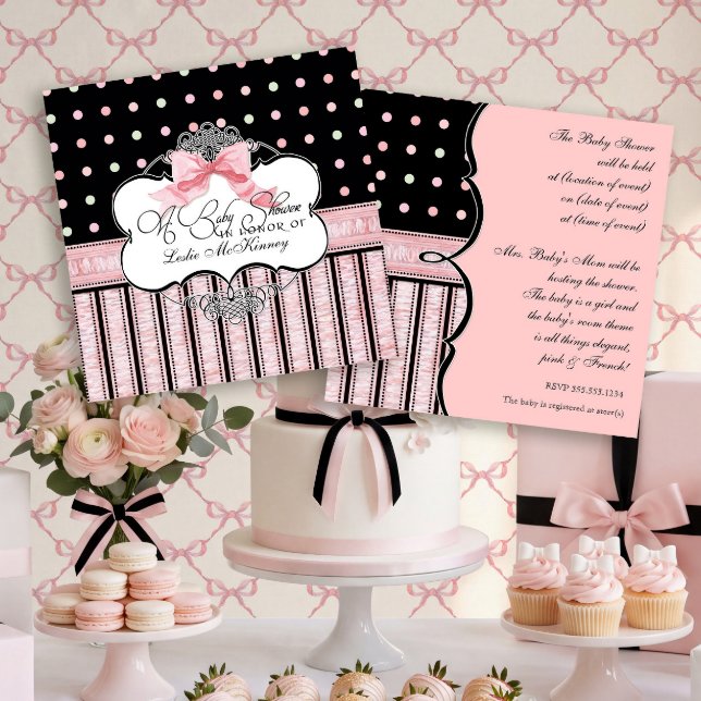 Einladung zur Babydusche - Französischer Bow Dot S (Von Creator hochgeladen)