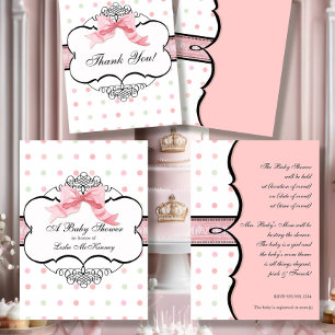 Einladung zur Babydusche - Französischer Bow Dot S