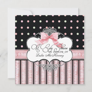 Einladung zur Babydusche - Französischer Bow Dot S
