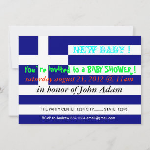 Einladung zur Babydusche mit der Flagge Griechenla