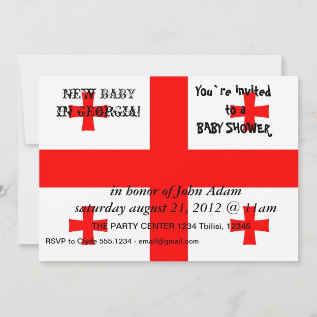Einladung zur Babydusche mit georgischer Flagge (Vorderseite)