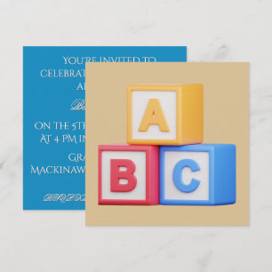Einladung zur Babyparty - Alphabetwürfel
