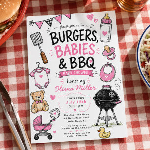 Einladung zur Babyparty Burgers Babies BBQ