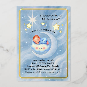 Einladung zur Babyparty für Jungen Mondlicht Stern