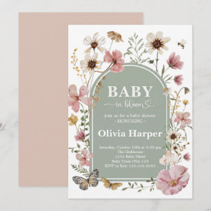 Einladung zur Babyparty für Mädchen 'Baby in Bloom
