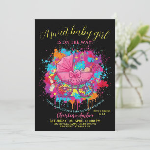 Einladung zur Babyparty für Mädchen mit rosa Schle