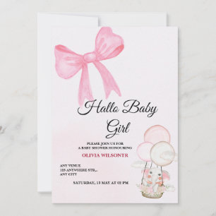 Einladung zur Babyparty für Mädchen mit rosa Schle