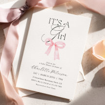 Einladung zur Babyparty für Mädchen mit rosa Schle