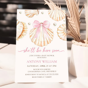 Einladung zur Babyparty für Mädchen mit rosa Schle