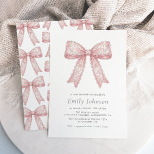 Einladung zur Babyparty für Mädchen mit rosa Schle