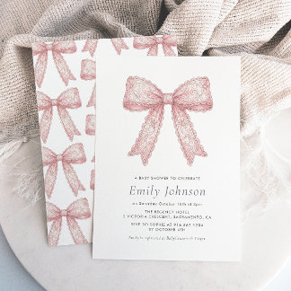 Einladung zur Babyparty für Mädchen mit rosa Schle