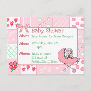 Einladung zur Babyparty für Mädchen mit Vintage-Qu