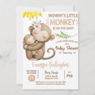 Einladung zur Babyparty für Mutter und Baby-Affen.