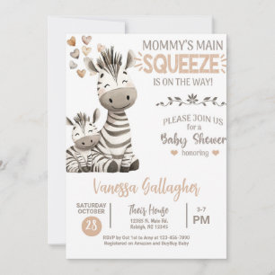 Einladung zur Babyparty für Mutter und Baby-Zebra.