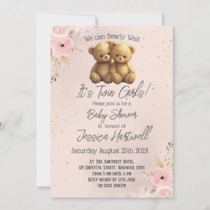 Einladung zur Babyparty für Zwillinge Mädchen mit 