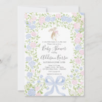 Einladung zur Babyparty Grandmillennial Bunny Rabb