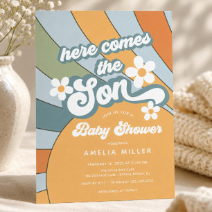 Einladung zur Babyparty 'Here Comes the Son'