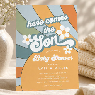 Einladung zur Babyparty 'Here Comes the Son'