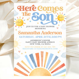 Einladung zur Babyparty 'Here Comes The Son'