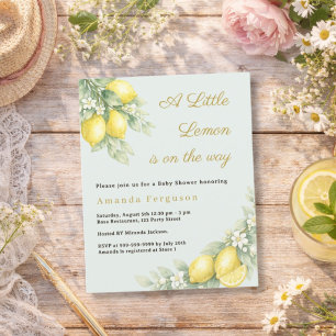 Einladung zur Babyparty in Zitronen-Zitrus-Salbei-