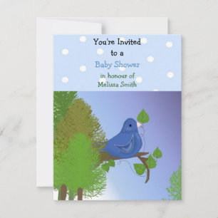 Einladung zur Babyparty Little Blue Bird