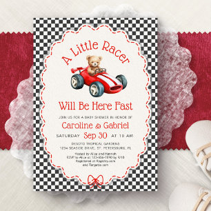 Einladung zur Babyparty Little Racer Rennwagen