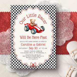 Einladung zur Babyparty Little Racer Rennwagen