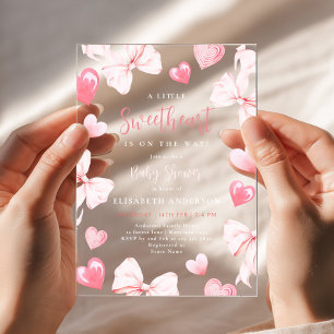 Einladung zur Babyparty Little Sweetheart Pink Bow