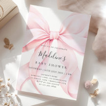 Einladung zur Babyparty Mädchen mit rosa Schleife