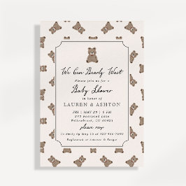 Einladung zur Babyparty mit altem Teddybären und G