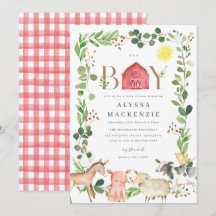 Einladung zur Babyparty mit Bauernhoftieren
