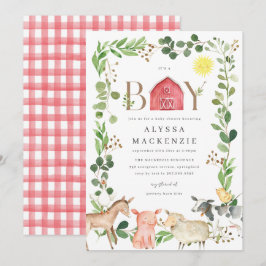 Einladung zur Babyparty mit Bauernhoftieren