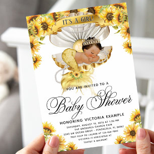 Einladung zur Babyparty mit ethnischem Mädchen und