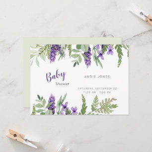 Einladung zur Babyparty mit Lavendel- und Minzblät