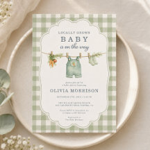 Einladung zur Babyparty mit lokal gewachsener Ging