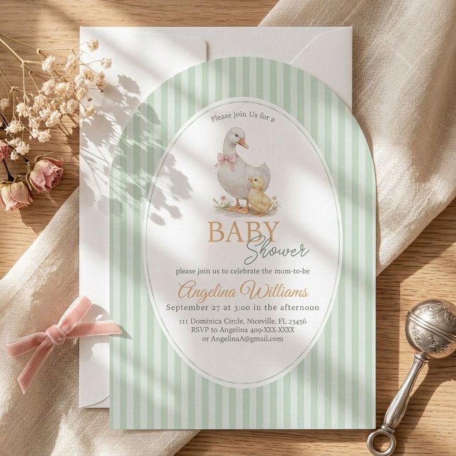 Einladung zur Babyparty mit Mutter Gans und Gänsch (Von Creator hochgeladen)