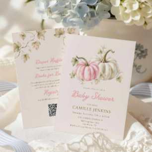 Einladung zur Babyparty mit rosa Kürbis