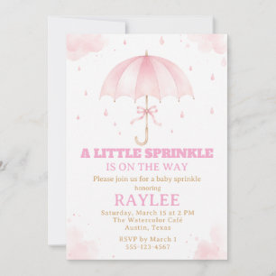 Einladung zur Babyparty mit rosa Schirm