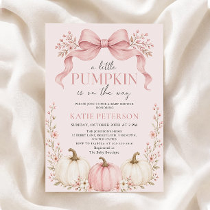Einladung zur Babyparty mit rosa Schleife und klei