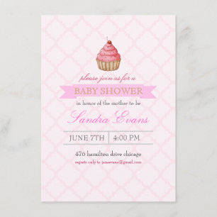 Einladung zur Babyparty mit rosa Sprinkles-Cupcake