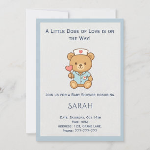 Einladung zur Babyparty mit Teddybär-Nurse