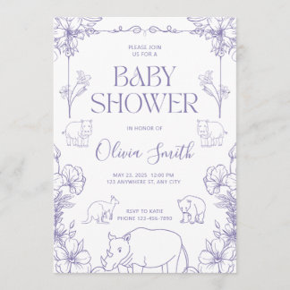 Einladung zur Babyparty mit Tier-Motiv Baby Junge 