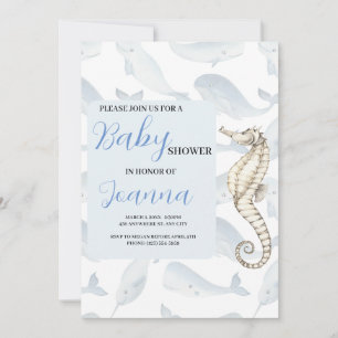 Einladung zur Babyparty mit Wasserfarben-Ozean-The